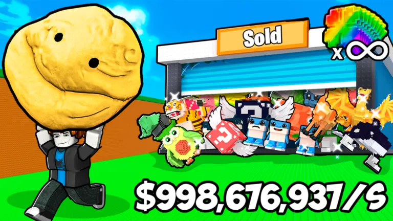 Catch a Brainrot Container gameplay showing player carrying golden brainrot with containers full of collectibles and $998M per second income