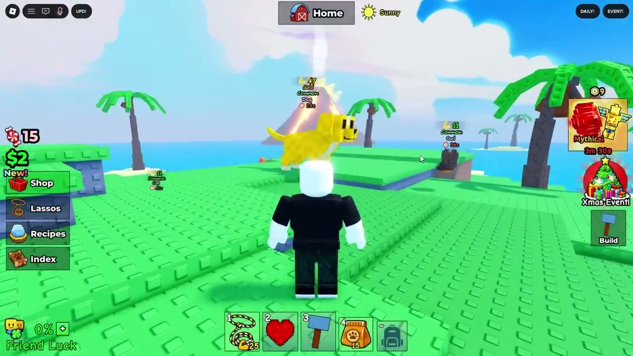 Catch And Tame tropical island biome with palm trees and ocean