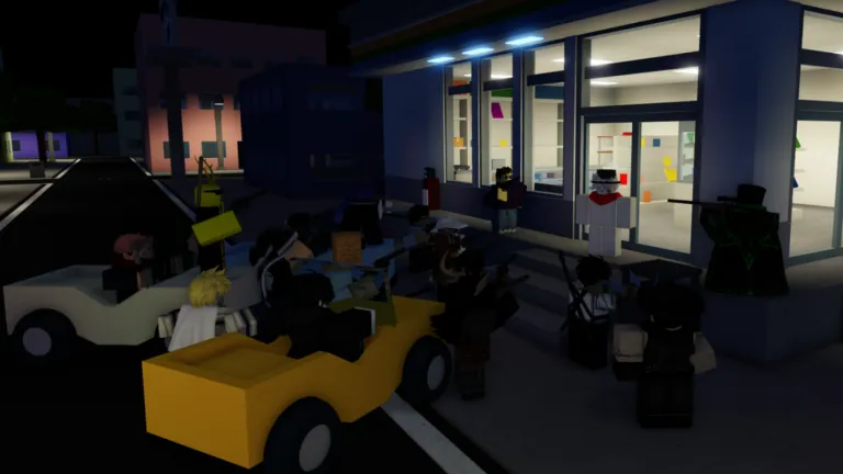 Jujutsu Shenanigans nighttime lobby area