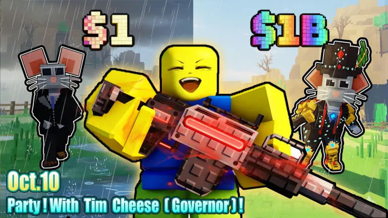 Shoot and Catch a Brainrot gameplay showing weapon upgrade system and brainrot targets