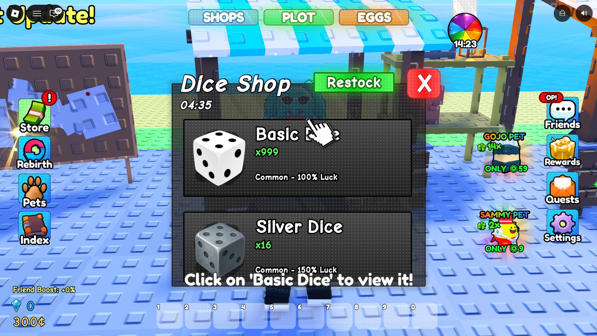 Spin a Baddie dice shop with Basic and Silver dice options