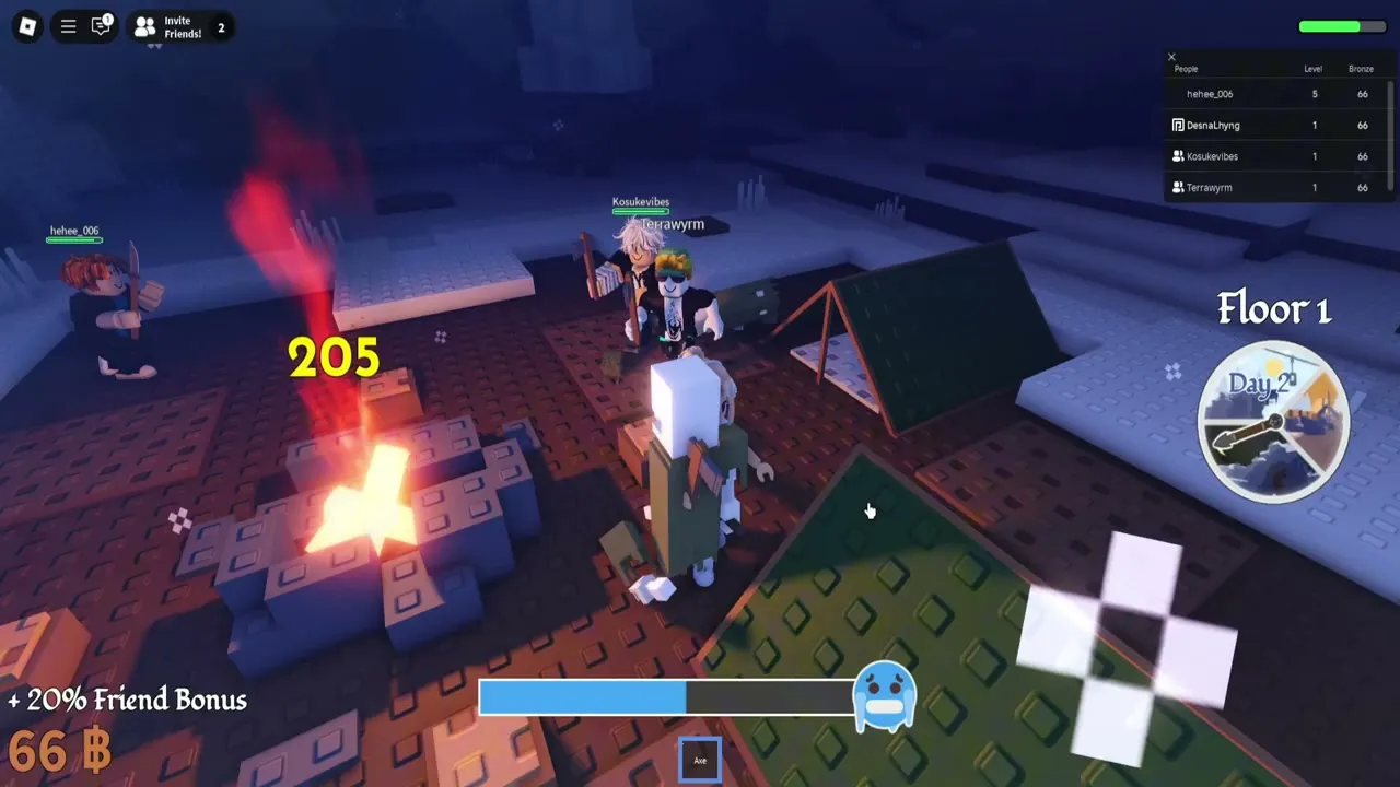 Survive the Cold campfire defense with multiple players