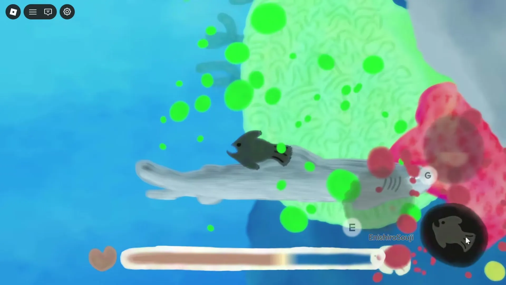 Mid-game evolution showing a larger fish near green coral